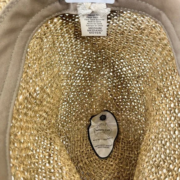 Summer Club Womens Styled In Australia Straw Hat Cream Band Natural Fiber Medium - Picture 6 of 9
